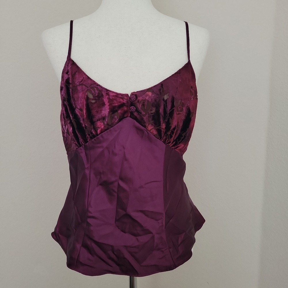 Vintage Jaclyn Smith Y2K Velvet Burnout Camisole Top Size M L Whimsigoth Purple